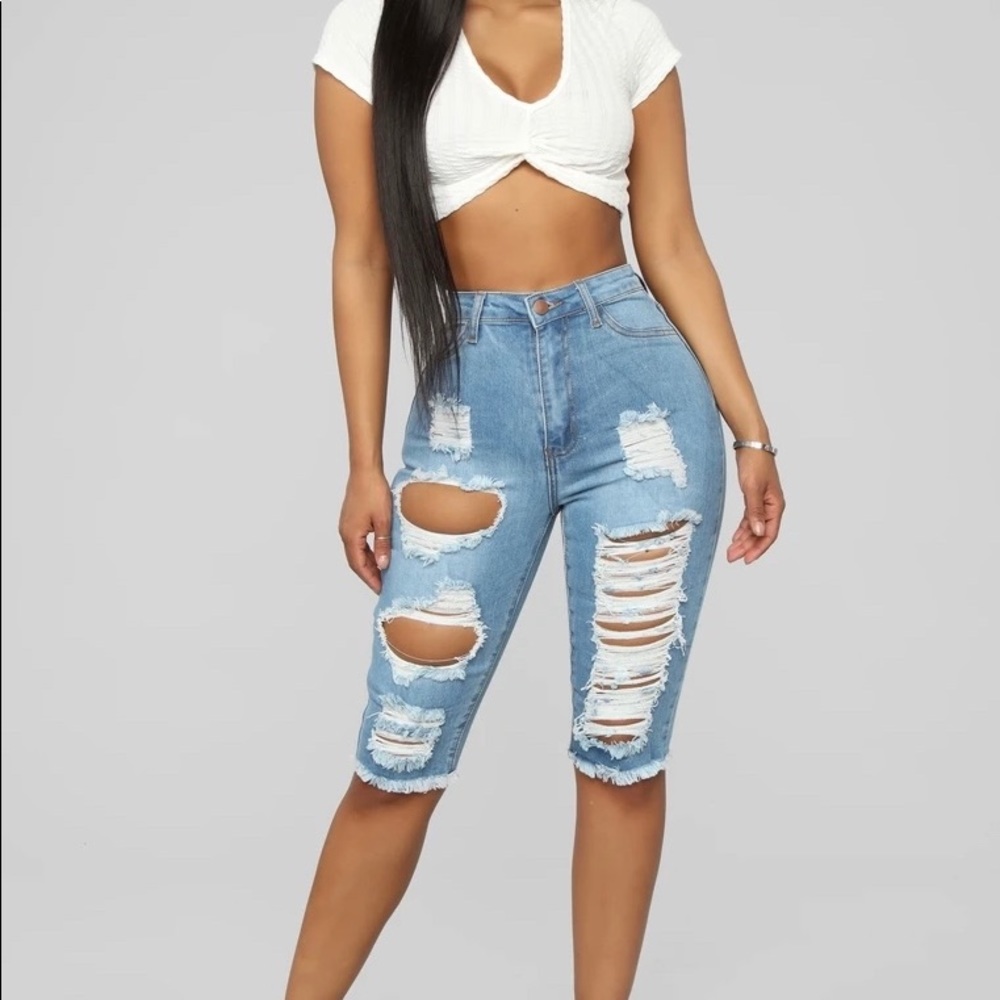 FashionNova distressed shorts